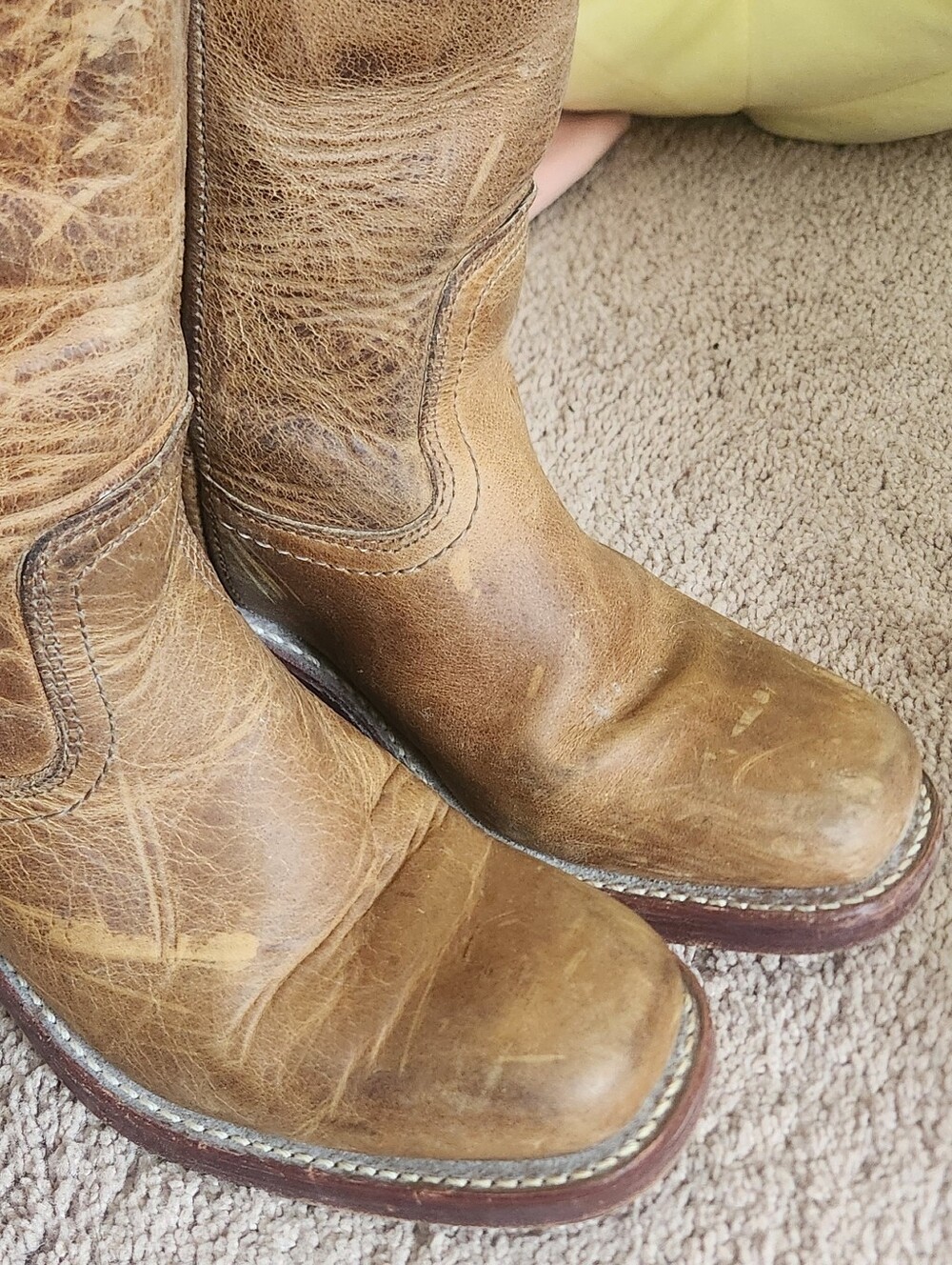 FRYE Campus Boot USA Vintage marble Brown Leather Ladies Festival Boho Western 7 - Picture 4 of 12
